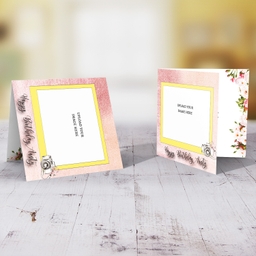 Photo birthday card for Aunty in pink background and yellow photo frame in English