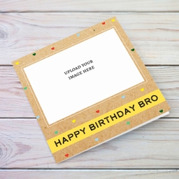 Photo birthday card for Brother / Friend with colourful scattered hearts in English