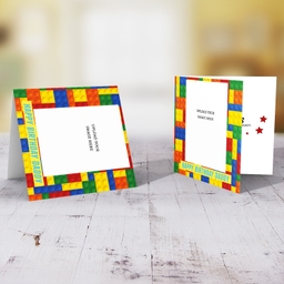 Colourful blocks themed photo birthday card for Daddy in English