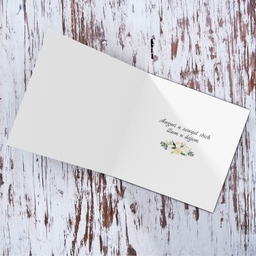 A petite photo birthday card for mother in law with white florals in Maltese