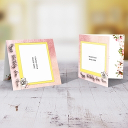 Photo birthday card for niece in pink background and yellow photo frame in English