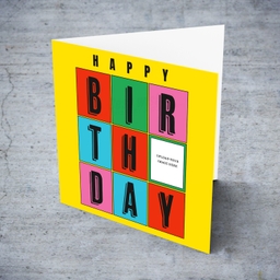 Colourful & fun photo birthday card in English (Unisex)