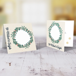 Open Christmas wreath themed photo card for in Maltese