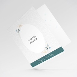 Elegant father's day photo card in English with dark green/gray sash