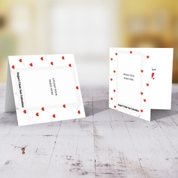 Valentines Photo card in Marbled background and scattered red hearts in Maltese