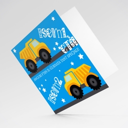 Dumptruck themed birthday card for twins in Maltese (Personalisable)