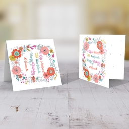 Colourful floral birthday card for best friend / bestie in English (Personalisable)