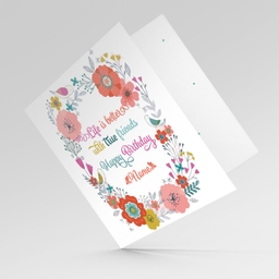 Colourful floral birthday card for best friend / bestie in English (Personalisable)