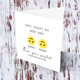 Emoji funny father's day card with 2 children in English  (Personalisable)