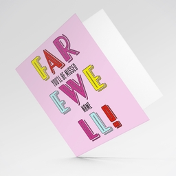 Farewell card you'll be missed in pastel colours (pinks) in English