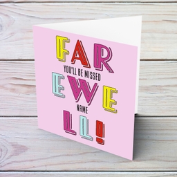 Farewell card you'll be missed in pastel colours (pinks) in English