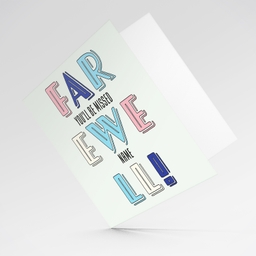 Farewell card you'll be missed in pastel colours (blues) in English