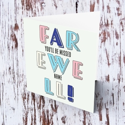 Farewell card you'll be missed in pastel colours (blues) in English