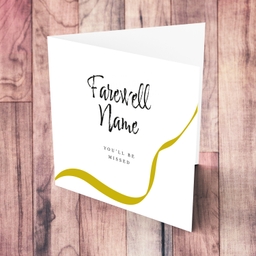 Elegant farewell card with gold line in English (Personalisable)