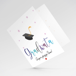 Colourful text Graduation card in Maltese (female & personalisable)