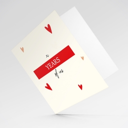 Number of years of us - anniversary minimalist card with scattered hearts in English