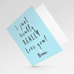 Blue background with black text personalisable Anniversary card in English