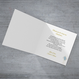 Baptism card for Godfather in light blue and black text with floral cross - Personalisable card