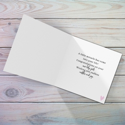 An elegant new born card for girls with elegant flowers in English (Personalisable)