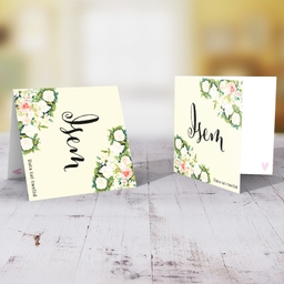 An elegant new born card for girls with elegant flowers in Maltese (Personalisable)