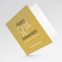 Golden background 50th Ordination Anniversary greeting card in English (Personalisable)