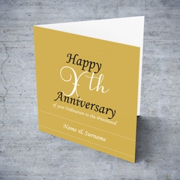 Golden background Ordination Anniversary greeting card in English (Personalisable)