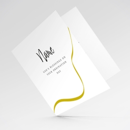 Elegant ordination card with golden line in English (Personalisable & Unisex)