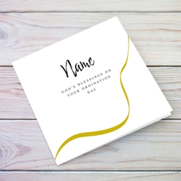 Elegant ordination card with golden line in English (Personalisable & Unisex)