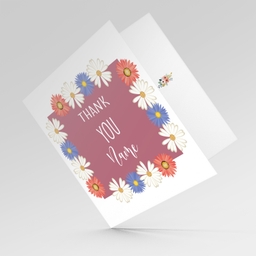 Thank you card with colourful floral border in English  (Personalisable)