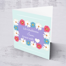 Colourful flowery thank you card for Teacher in Maltese (Female)