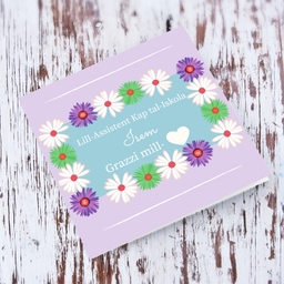 Colourful flowery thank you card for Assistant Head of School in Maltese