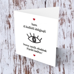 Funny minimalist personalisable Valentine's day card with big eye in Maltese