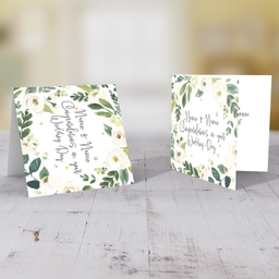 Floral border with white flowers personalisable Wedding Card in English