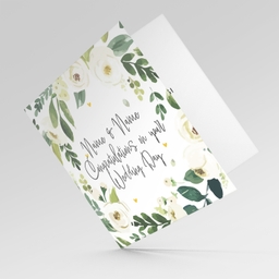 Floral border with white flowers personalisable Wedding Card in English