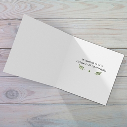 Floral border with white flowers personalisable Wedding Card in English