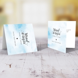 Light blue background wedding card in Maltese (Personalisable) 