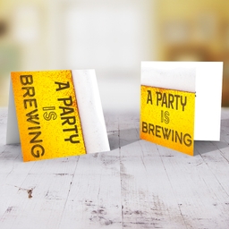 Beer themed bachelor party card in English - A party is brewing