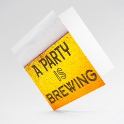 Beer themed bachelor party card in English - A party is brewing