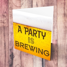 Beer themed bachelor party card in English - A party is brewing