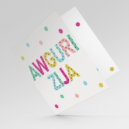 Colourful text with polka dots - Awguri Zija card for Aunty in Maltese