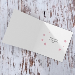 Golden glitter birthday card for daughter with flowers in English