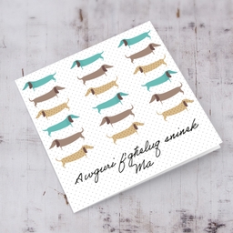 Dog repetitive pattern birthday card for Mother in Maltese