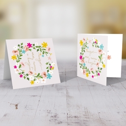 Colourful floral themed birthday card with light pink background for mother, grandma and mother-in-law in Maltese