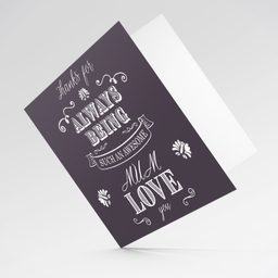 Mum birthday card in dark purple background and white text in English