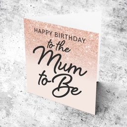 Dusty pink background mum to be birthday card in English