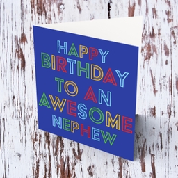 Colourful and fun birthday card for Nephew in English