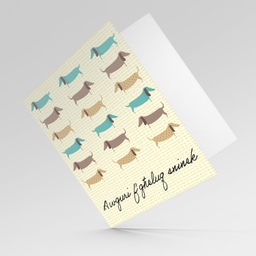 Dog repetitive pattern birthday card in Maltese