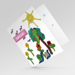 Flowers, snails, apple tree, birds and sun birthday card in Maltese by Elle Mamo