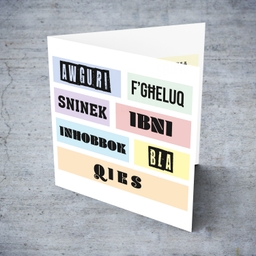 Colourful, modern pastel coloured birthday card for son in Maltese 