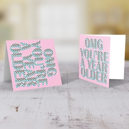 Pink background with polka dot wording you're a year older birthday card in English